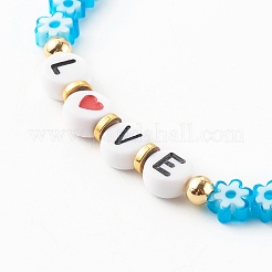 Браслеты стрейч из бисера миллефиори ручной работы на день святого валентина&nbsp;BJEW-JB06213