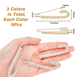 15 шт. 3-х цветные броши-булавки со стразами&nbsp;FIND-DC0003-15