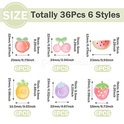 36 pieza de cabujones de resina transparente con temática de frutas de 6 estilos&nbsp;RESI-TADJ0001-27