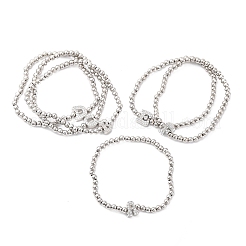 Латунные круглые бусины эластичные браслеты BJEW-A034-05P