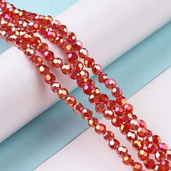 Граненые (32 грань) круглые нити стеклянных бусин с гальваническим покрытием&nbsp;EGLA-J130-FP01