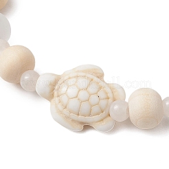 Bracelets extensibles en turquoise synthétique et perles de bois et de verre pour garçons et filles&nbsp;BJEW-JB11127-01