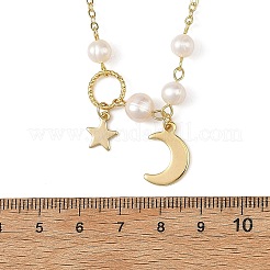 Colliers à pendentif lune et étoile en laiton avec chaînes à maillons pour femmes&nbsp;NJEW-JN06520