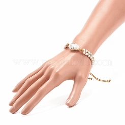Braccialetto di perline intrecciate in howlite naturale e sintetica a goccia&nbsp;BJEW-JB08116-04