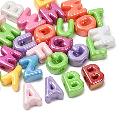 UVメッキ不透明アクリルヨーロピアンビーズ  大穴ビーズ  虹色の  文字L  ミックスカラー  22~23x12~27x12mm  穴：6mm&nbsp;AC-CBA7F73-01