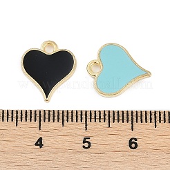 合金エナメルチャーム  ハートチャーム  ゴールドカラー  14x12.5x2mm  穴：1.6mm&nbsp;FIND-K020-27G