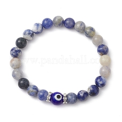 Натуральный содалит бусины эластичные браслеты для женщин мужчин BJEW-JB11453