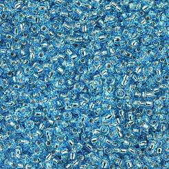 MIYUKIラウンドロカイユビーズ  日本製シードビーズ  11/0  （rr2429)シルバーラインダークアクア  2x1.3mm  穴：0.8mm  約50000個/ポンド&nbsp;SEED-G007-RR2429