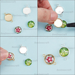 30 pièce de 2 couleurs de supports de connecteur de cabochon en acier inoxydable 201&nbsp;STAS-BBC0011-20B