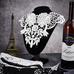 6 шт. 6-х стильный молочный шелковый вышитый кружевной воротник с цветочным узором DIY-GF0005-42