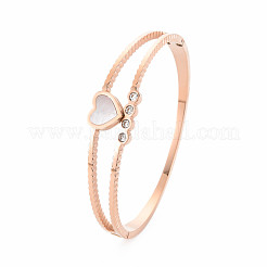 Браслет сердце из натуральной ракушки со стразами&nbsp;BJEW-N017-008RG