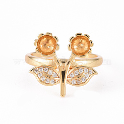 Латунь микропейв прозрачный кубический цирконий колышек поручни манжеты настройки кольца для пальца KK-T062-113G-NF