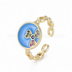 Латунные микро проложить манжеты кольца кубического циркония RJEW-Q164-009-NF