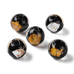 Ручной работы золотые и серебряные бусины Lampwork фольги&nbsp;GLAA-G107-07A-09