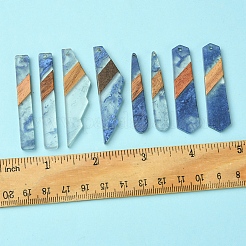 8шт 4 стиля подвески из прозрачной смолы и орехового дерева RESI-FS0001-77