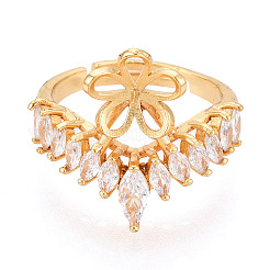 Закрепка для колец-штифтов из цветочной латуни с микропаве из кубического циркония KK-N274-01G