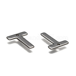 変色しにくい304ステンレススチールの文字チャーム  文字.t  11x9x0.5mm  穴：1mm&nbsp;STAS-O072-T