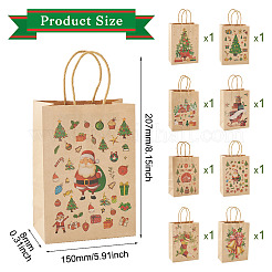 8 Stück 8 Stile Weihnachtsmotiv bedruckte Kraftpapiertüten mit Griffen&nbsp;ABAG-TA0001-59