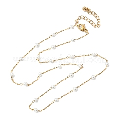 Ожерелья из нержавеющей стали 304 и искусственного жемчуга ABS&nbsp;NJEW-JN05267