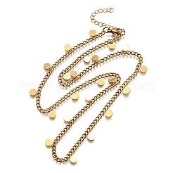 Ожерелья из витой цепочки из нержавеющей стали 304 с подвеской в виде диска&nbsp;NJEW-R023-04G