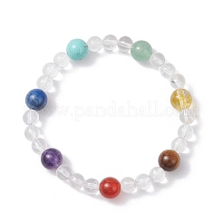 Браслеты из натуральных круглых бусин с чакрами для женщин и мужчин BJEW-TA00684