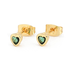 Boucles d'oreilles en laiton avec zircone cubique de micro pave&nbsp;EJEW-F405-22A-G