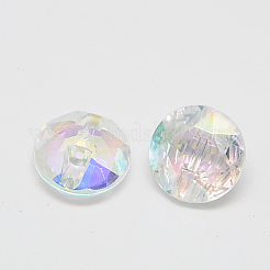 台湾アクリルラインストーンボタン  多面カット  1穴  フラットラウンド  透明  11.5x6mm  穴：1mm&nbsp;BUTT-F020-11.5mm-15