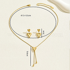 Милый и простой комплект из серег-гвоздиков и ожерелий из нержавеющей стали 201 в форме сердца с кисточками для женщин EJ7179