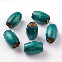 染めバレルウッドビーズ  無鉛の  ダークターコイズ  28~30x20mm  穴：8.5~10.5mm&nbsp;WOOD-S619-6-LF