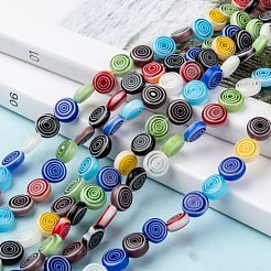 Плоские круглые стеклянные бусины ручной работы MILLEFIORI&nbsp;LK-R004-50