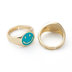 Регулируемые кольца на палец с эмалью из латуни RJEW-Z006-E-02