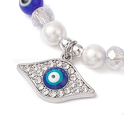 Браслеты из круглых бусинок с жемчугом-ракушкой и натуральным окрашенным синим малайзийским нефритом BJEW-JB10718-02