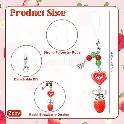 2 шт. ремни для мобильного телефона с акриловым сердцем&nbsp;HJEW-YW00323