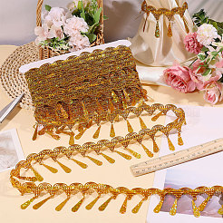 Rubans à pompons en dentelle de fil métallique polyester&nbsp;OCOR-WH0108-42C