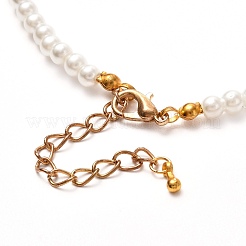 Винтажное окрашенное круглое стеклянное жемчужное ожерелье из бисера для девочки NJEW-JN03665-01