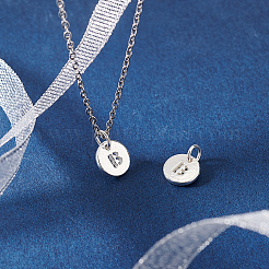 2 шт. 925 плоских круглых полых подвески из стерлингового серебра с соединительными кольцами&nbsp;STER-PH0002-83B