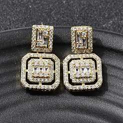 Серьги-гвоздики с цирконом из латуни&nbsp;EJEW-G450-01G