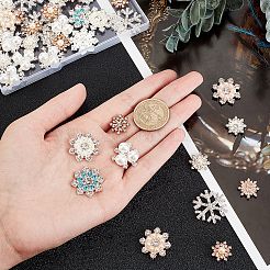 48個12スタイルの合金カボション  プラスチックイミテーションパール＆クリスタルガラスラインストーン付き  混合形状  ミックスカラー  カボション：48個/箱&nbsp;FIND-GF0001-93