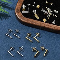 16 шт. 2 цвета 201 нержавеющая сталь фурнитура для сережек-гвоздиков с отверстием EJEW-FS0001-18
