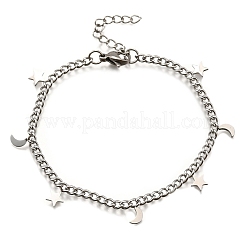 304 Edelstahl-Charm-Armbänder mit Mond- und Sternmotiv&nbsp;BJEW-R021-05P