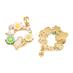 Латунные микропаве прозрачные подвески с фианитом&nbsp;KK-H262-15G