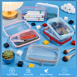 6個 6色透明ペット用デスクトップ収納ジッパーボックス  長方形  ミックスカラー  19x11x5cm  1pc /カラー&nbsp;ABAG-WA0001-44A