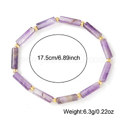Эластичные браслеты из натурального аметиста с колонновидными бусинами и латунными бусинами.&nbsp;WH3970