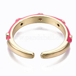 Латунные кольца из манжеты с прозрачным цирконием RJEW-S045-063-NR