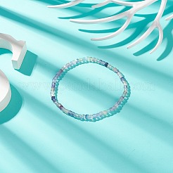 Braccialetto elasticizzato con perline cubiche di pietre preziose naturali da donna&nbsp;BJEW-JB08976