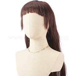真鍮製のスター＆ムーンリンクチェーンネックレス、ガラスビーズ付き  ゴールドカラー  カラフル  16.14インチ（41cm）&nbsp;NJEW-JN03810