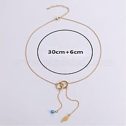 Минималистичные регулируемые ожерелья из нержавеющей стали с подвеской-кисточкой из перьев для женщин&nbsp;WO1133