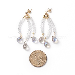 Прозрачные стеклянные серьги-люстры с каплевидной кисточкой EJEW-TA00154