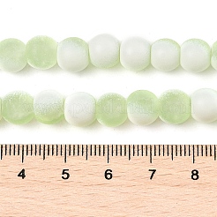 つや消しクラックルガラスビーズ連売り  ロンデル  淡緑色  6x5.5mm  穴：1mm  約145個/連  31.10''（79センチメートル）&nbsp;GLAA-U001-6mm-M09