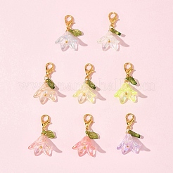 8 шт. 8-х цветные акриловые подвесные украшения-цветы HJEW-FS00034-02